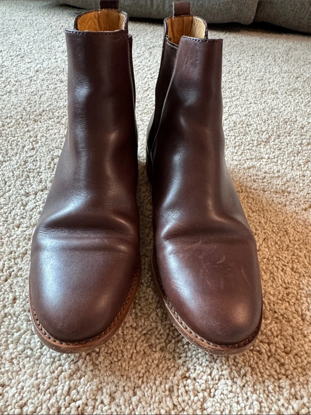 Sezane brown leather chelsea boots